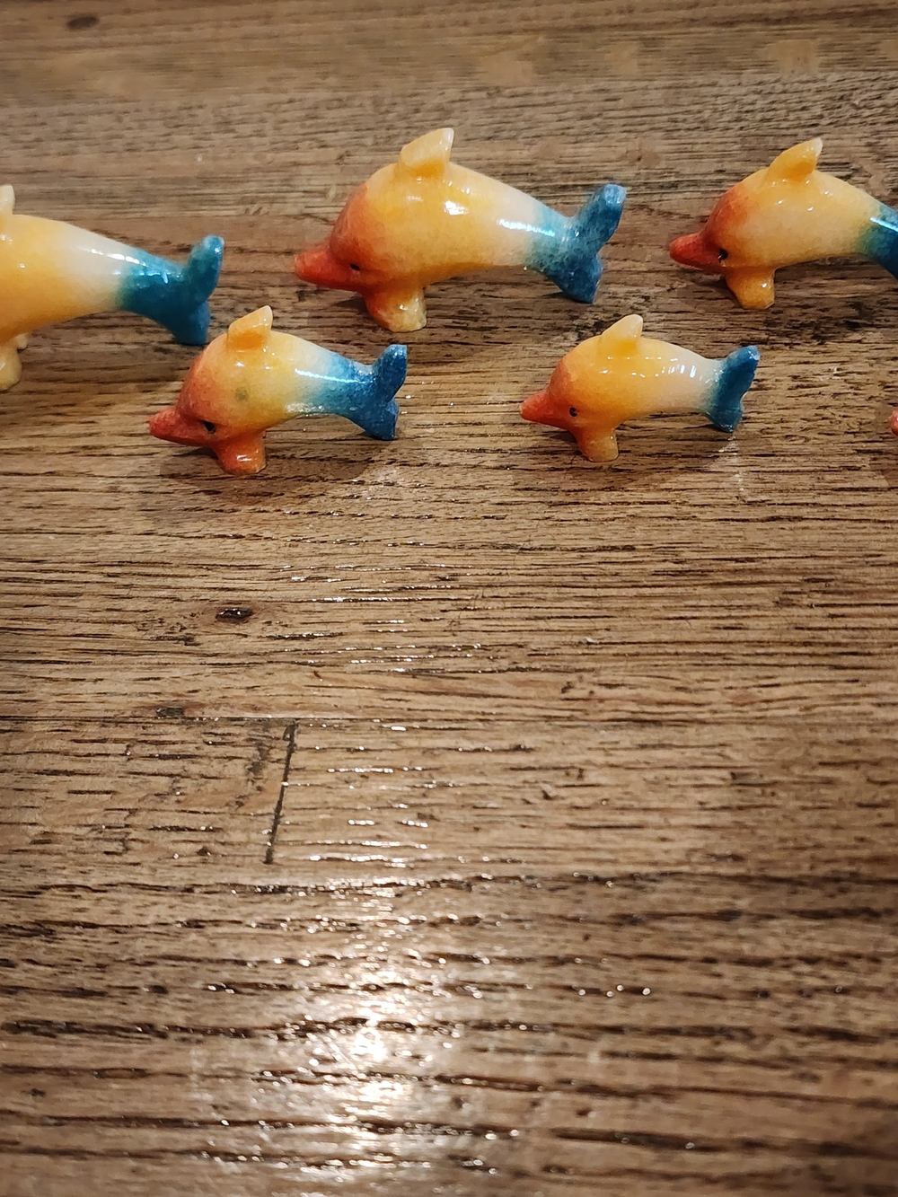 Hand Carved Rainbow Stone Dolphin Figurines